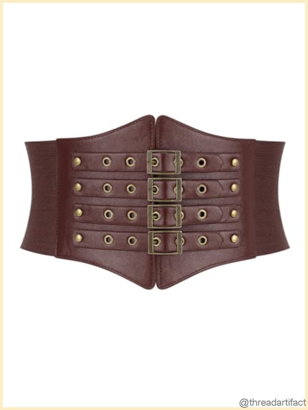 Women's Wide Elastic Corset Belt in Soft PU Leather with Gold Alloy Buckle